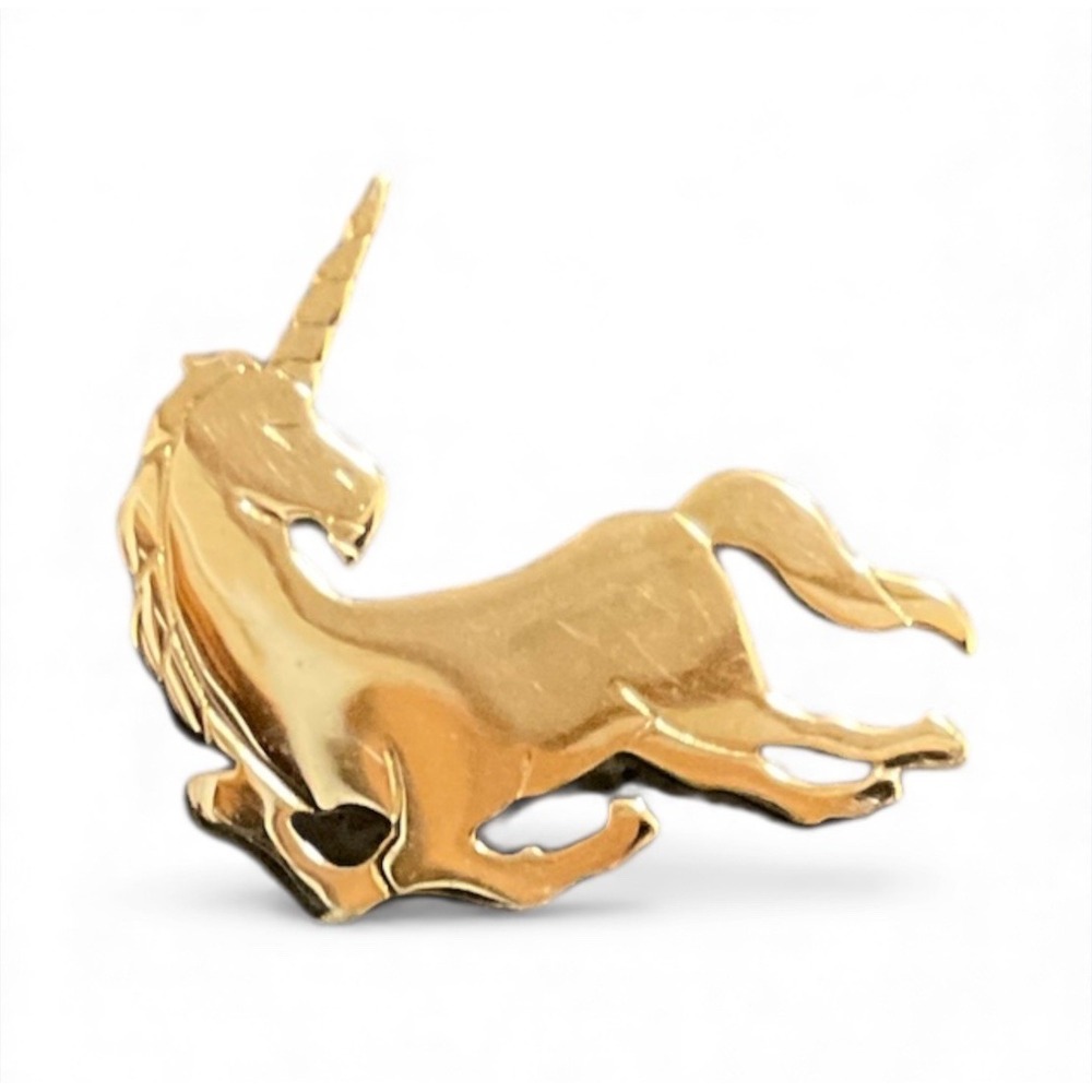 Vtg Unicorn Lapel Pin Avon Gold Tone Pinback Tie Tac Fantasy Jewelry